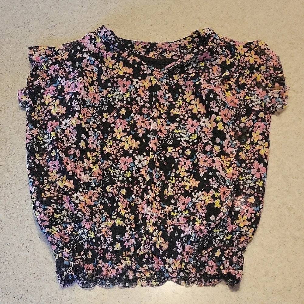 Justice Floral Kids Tank Top with Floral Blouse Size XS 5/6